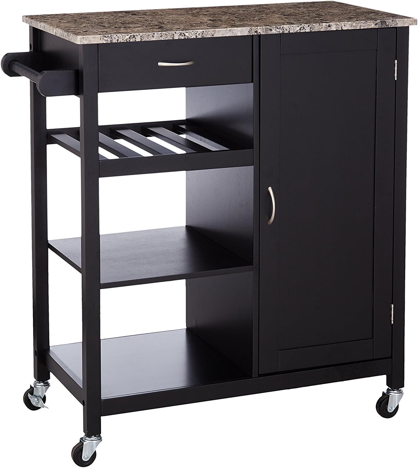 Black Finish Wood Kitchen Storage Cabinet Cart Z2252