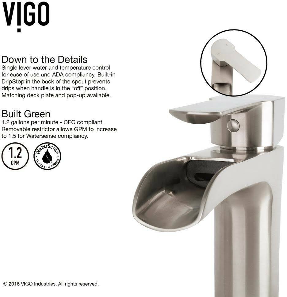 Hyacinth Matte Stone Vessel Bathroom Sink with Vessel Faucet in Brushed Nickel Y48739