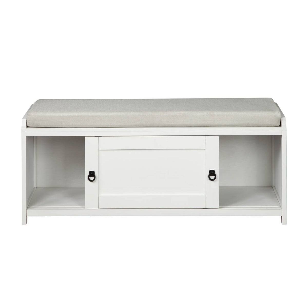 Black Wood Storage Bench with 2 Cabinets M260004