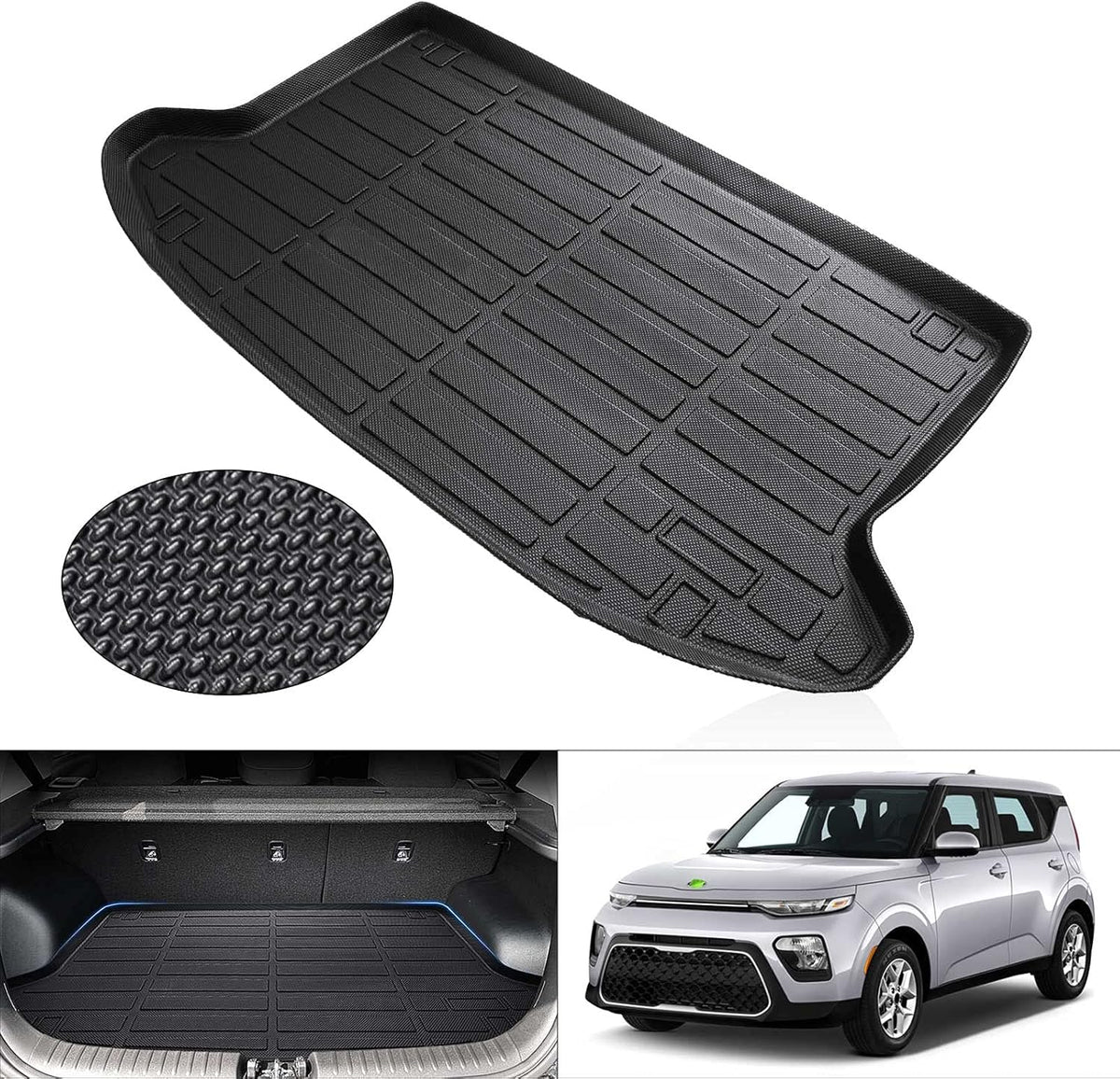 Cargo Liner for Kia Soul 2020 2021 2022 All Weather TPE Trunk Floor Mat Pack of 2 Q6365