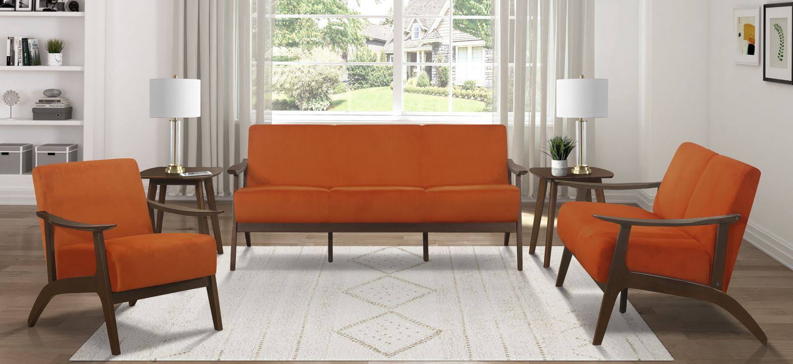 Orange Velvet Loveseat A960437
