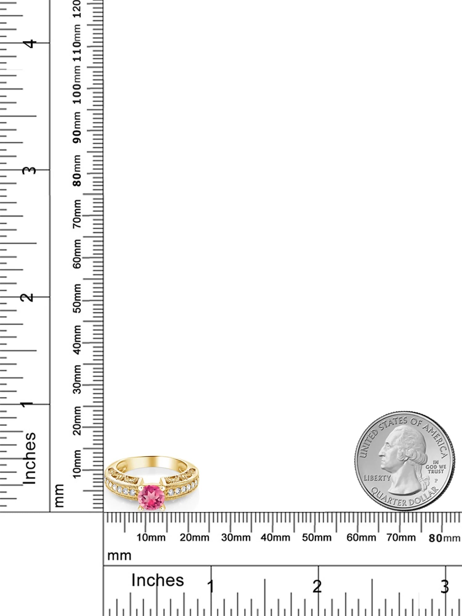 18K Yellow Gold Plated Silver Pink Mystic Topaz Engagement Filigree Ring (1.59 Cttw, Round 6MM, Size 8) W298