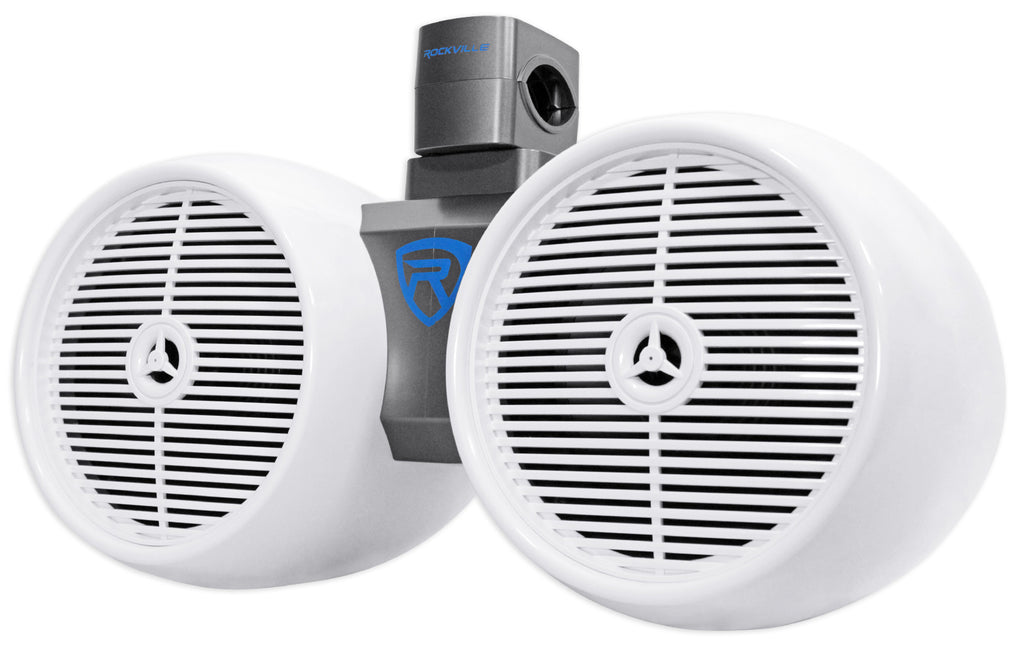 Dual 8" White 1600w Marine Wakeboard Tower Speaker Systems F403104