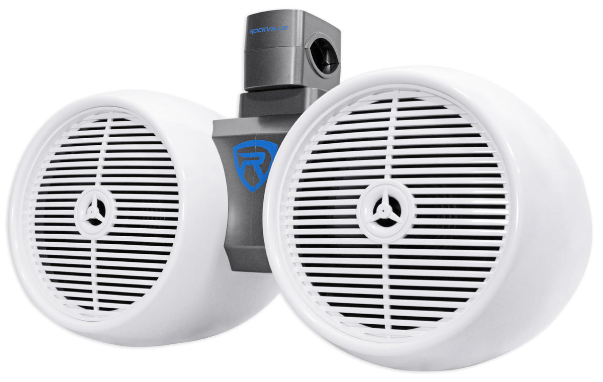 Dual 8" White 1600w Marine Wakeboard Tower Speaker Systems F403104