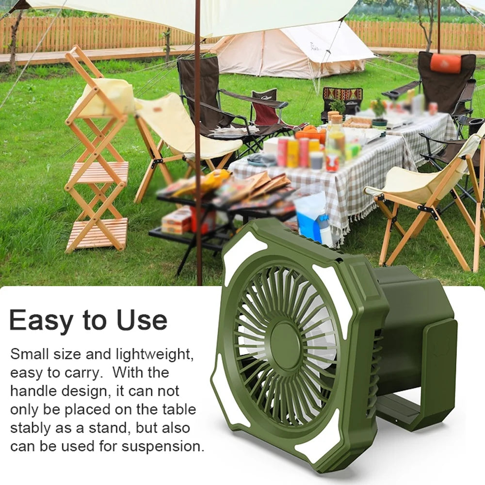 Camping Fan with LED Light USB Battery Operated Ceiling Tent Light Portable Power Bank with Remote Controller K687