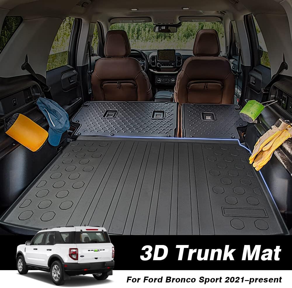 Cargo Mat for 2021 2022 Ford Bronco Sport, All Weather Cargo Liner Rear Trunk Mat, Non-Slip TPO, 4 Doors, Pack of 2 V555