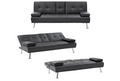Black Faux Leather Futon Sofa Bed W983050