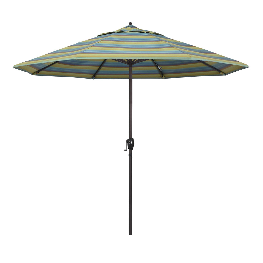 9 ft. Bronze Aluminum Patio Umbrella in Astoria Lagoon Sunbrella U672070