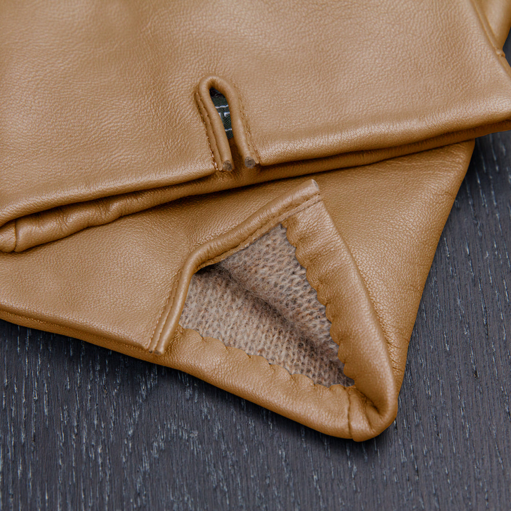 Tan Leather Cashmere Lined Touchscreen Gloves H490