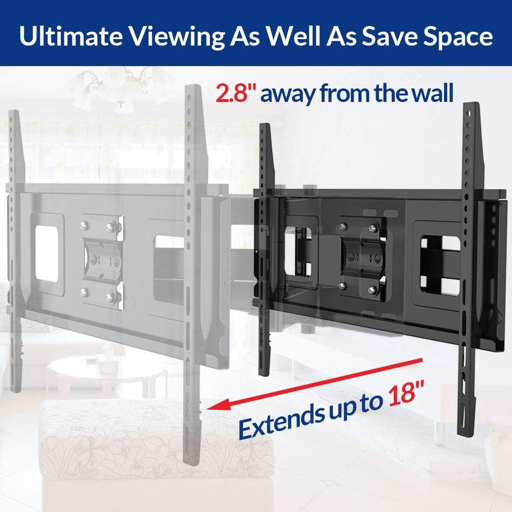 32-70 Inch Articulating Full Motion Swivel Tilt TV Wall Mount Bracket 18 Inches Arm Max VESA 600x400mm 132 lbs with 10ft HDMI Cable Pack of 2 F299727