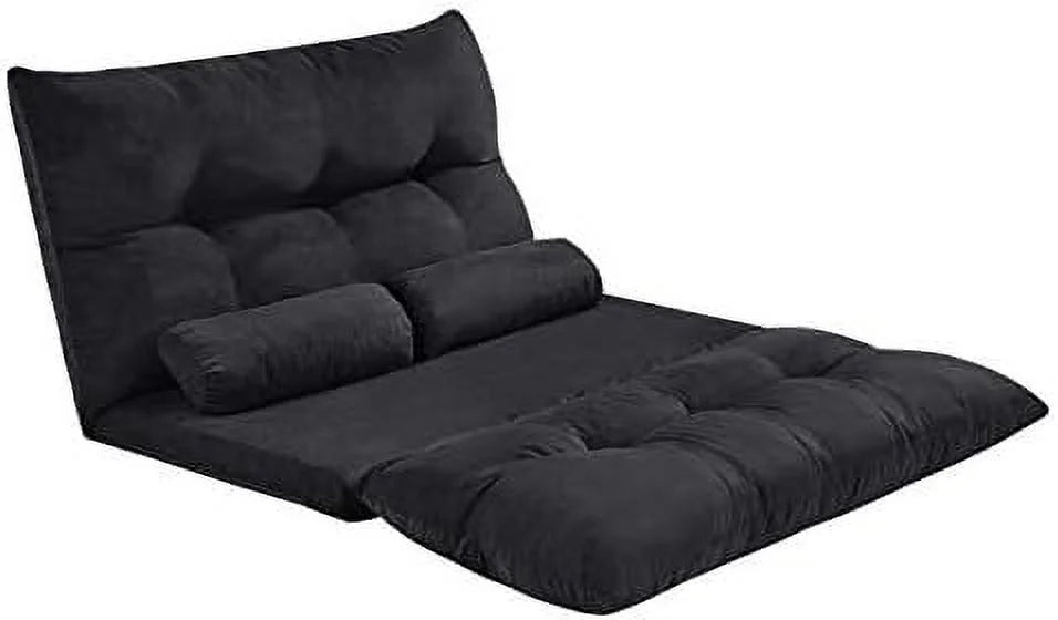 Adjustable Fabric Floor Couch Sofa Bed with Two Pillows Y30561