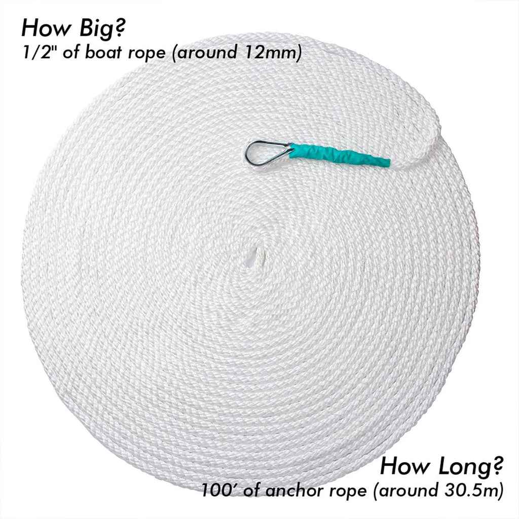 1/2 inch Nylon Boat Anchor Rope 100 feet Three Strand Line X107