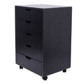 Black 5-Drawer Wood Mobile Filing Cabinet I789