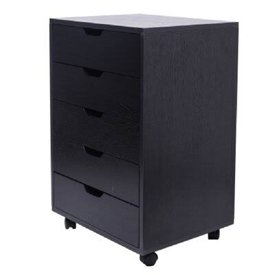 Black 5-Drawer Wood Mobile Filing Cabinet I789