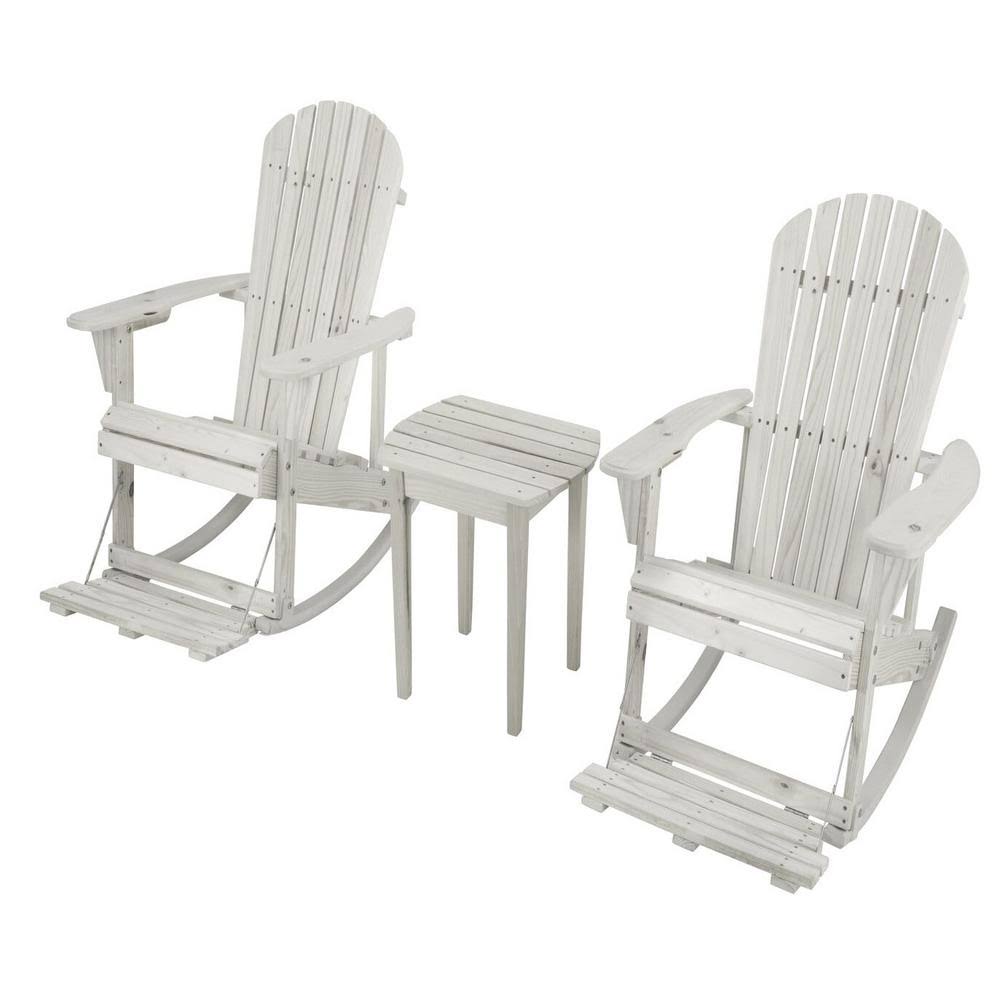White 3 Piece Patio Adirondack Rocker Set A597241