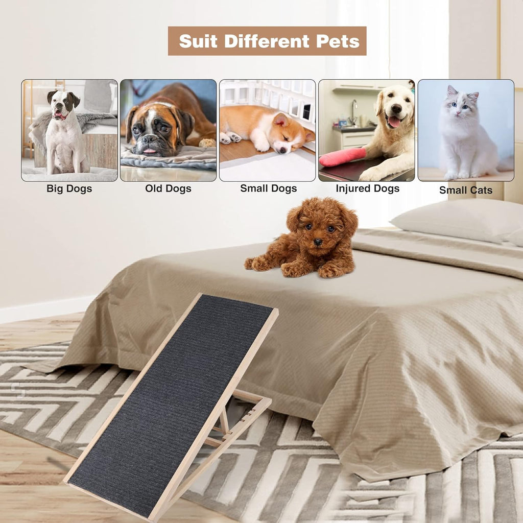 Wooden Pet Ramp with Non Slip Carpet Surface N45126