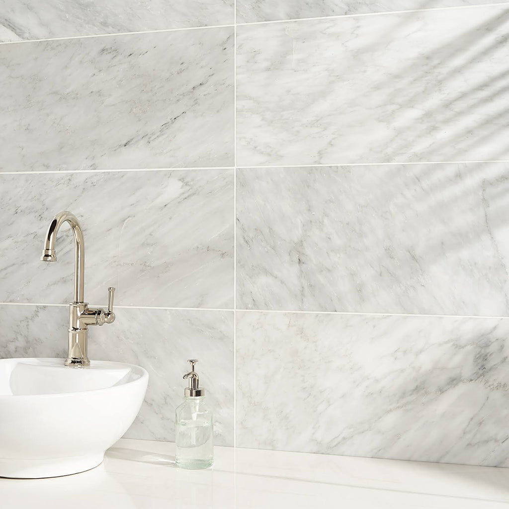 White 12x24 Polished Marble Tile H468550
