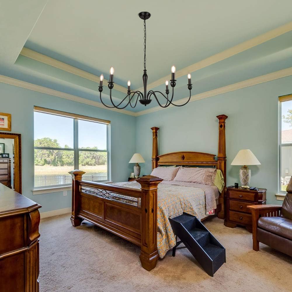 Black Farmhouse 6-Light Chandelier D7686