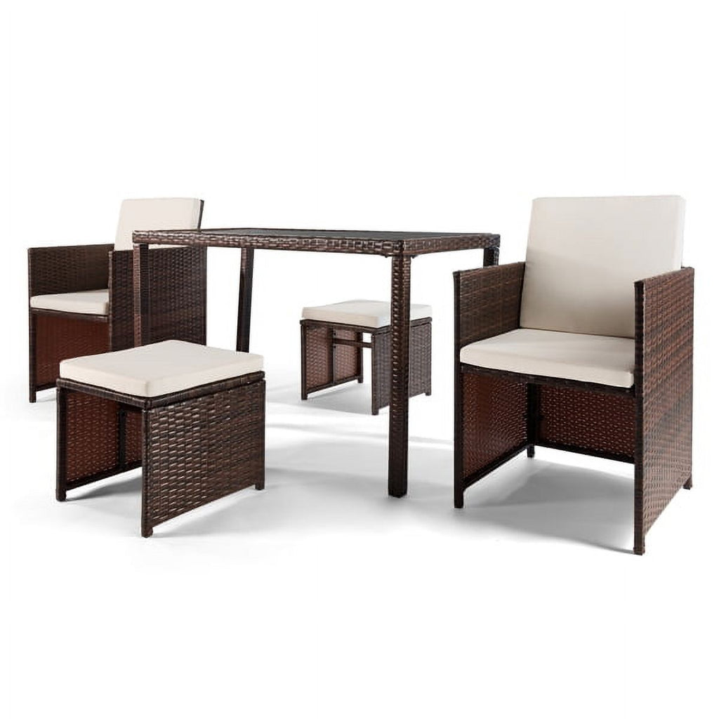 5-Piece PE Rattan Outdoor Dining Set U790541