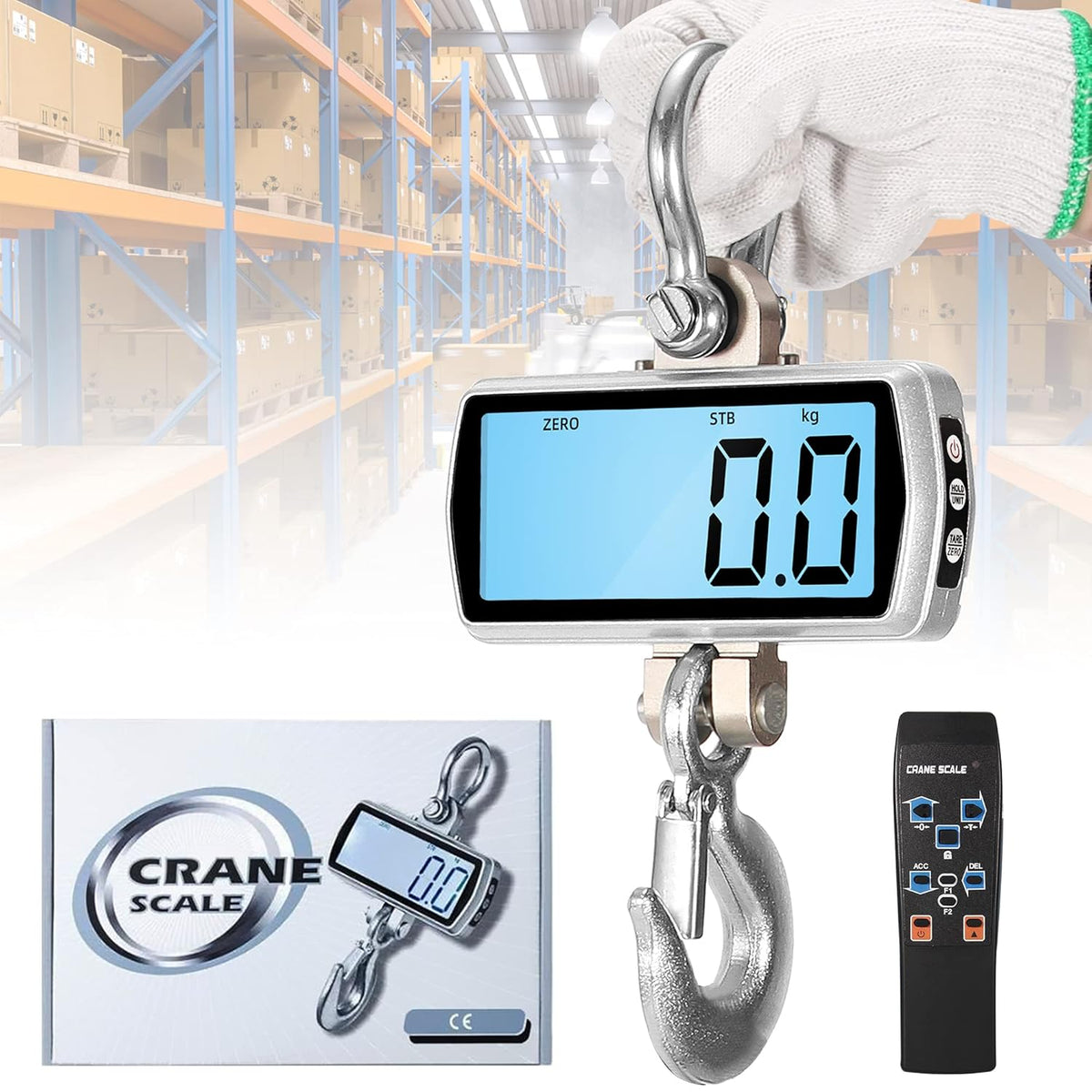 1000kg/2200lb Wireless Digital Crane Scale with Remote Control M109344
