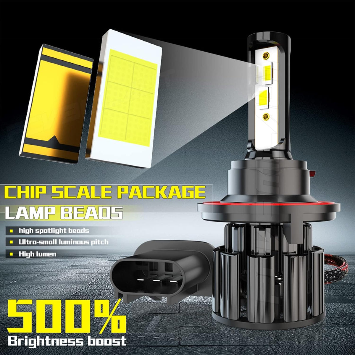 9008 9005 LED Headlight Bulbs Combo, 60W 10000LM 6000K White, Pack of 4 Pack of 2 W945495