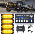 24 LED Surface Mount Strobe Lights Kit with Control Panel Red Blue, 8PCS V8305