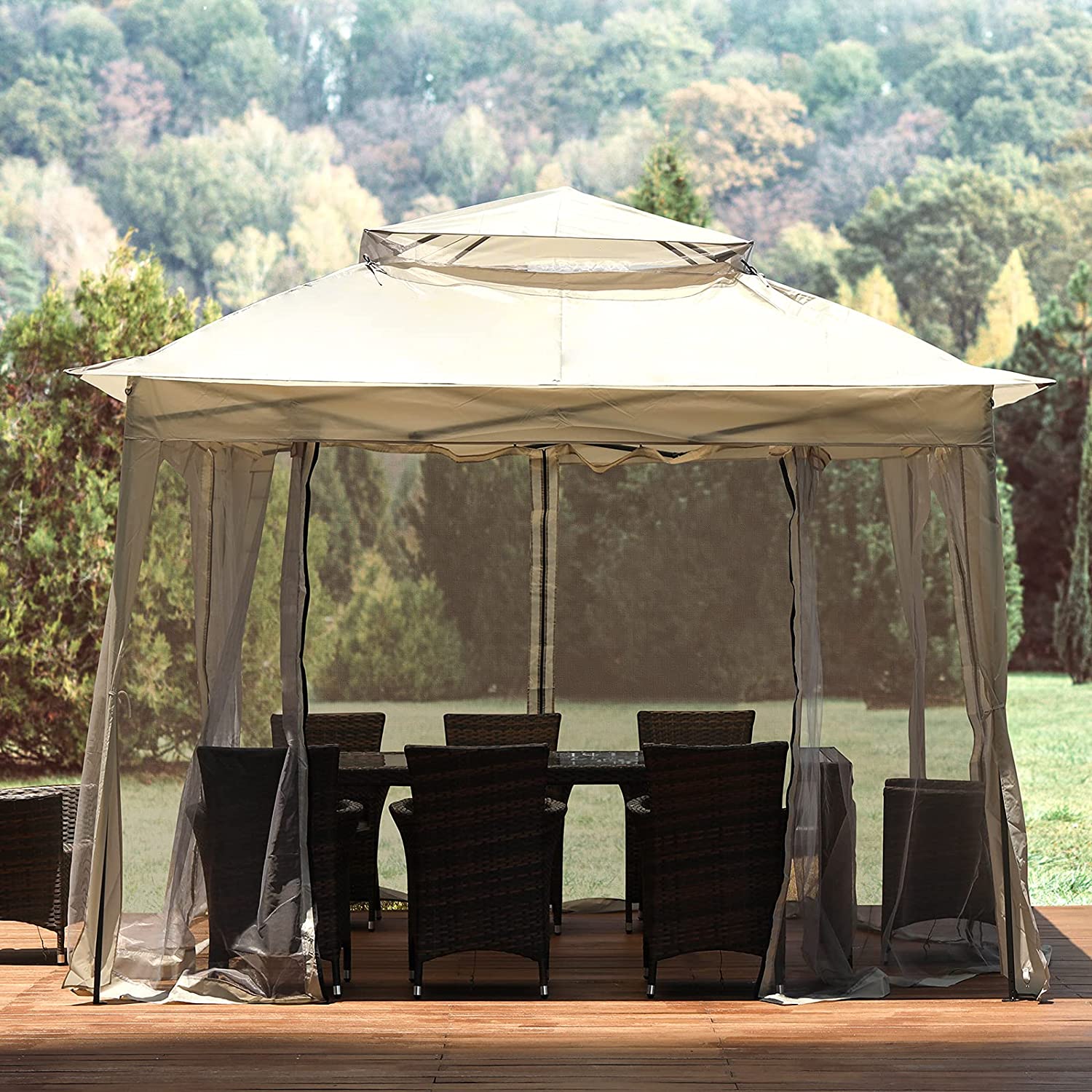 11 x 11 Outdoor Pop Up Gazebo Canopy Tent with Mosquito Netting A70874