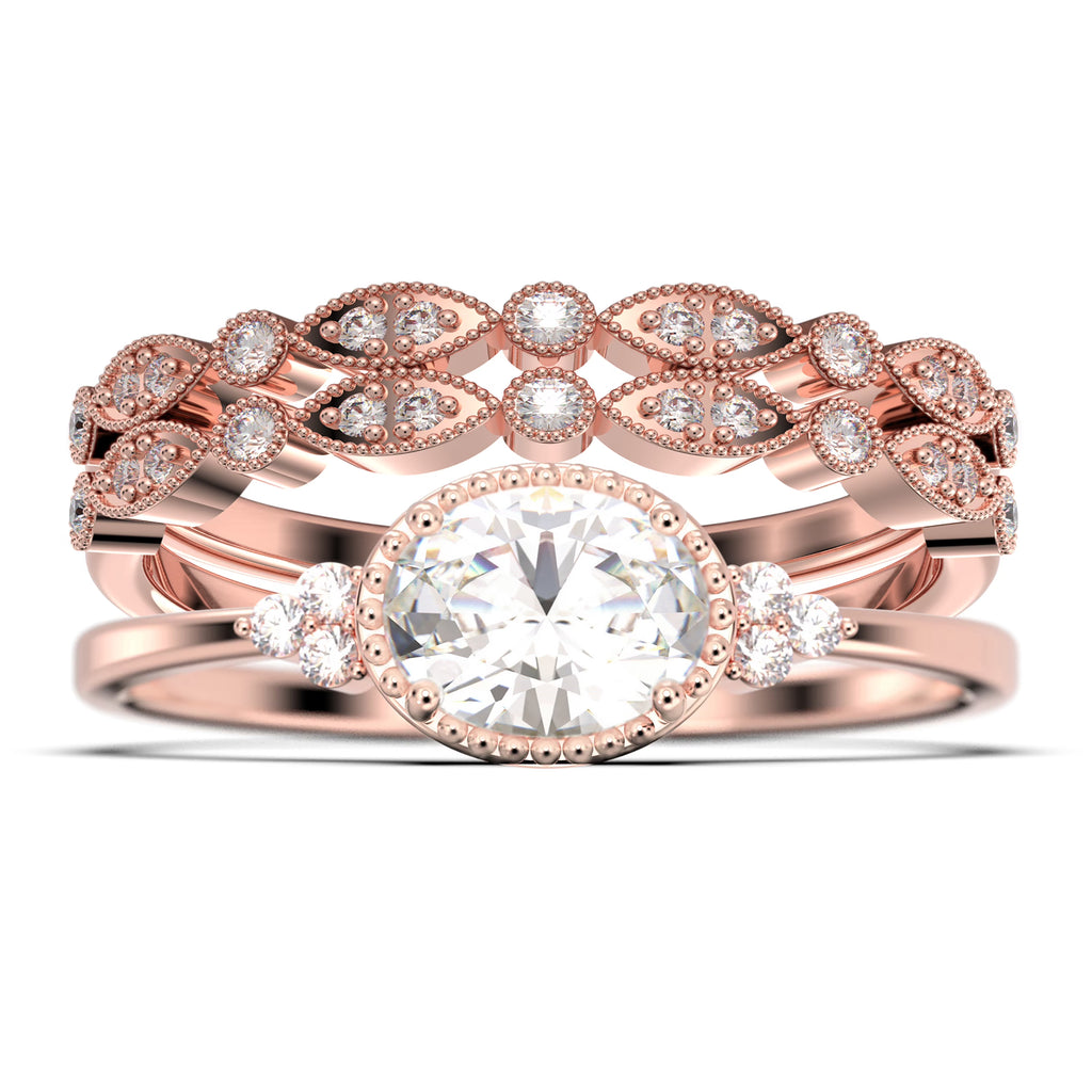 2.40 Carat Oval Cut Moissanite Engagement Ring in 925 Sterling Silver With 18k Rose Gold Plating M294013