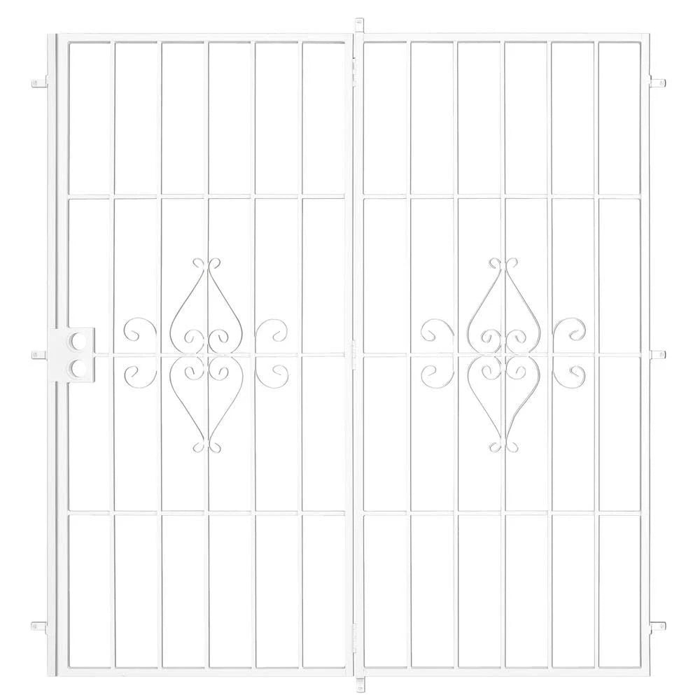 White Projection Mount Outswing Steel Patio Security Door H64099