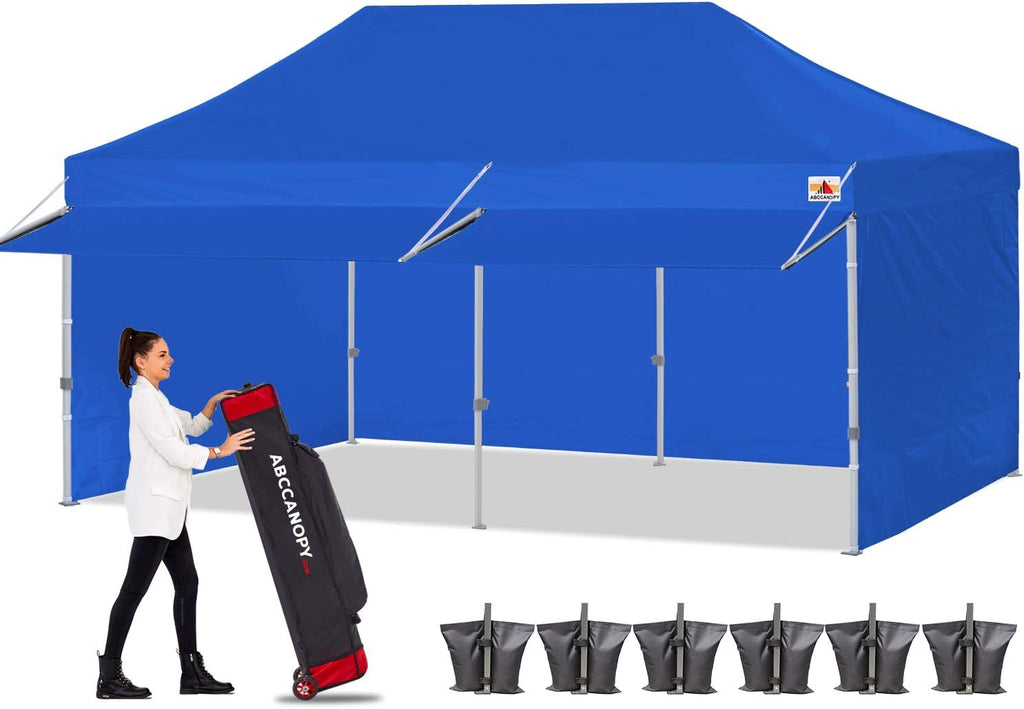 White 10x10 Pop up Canopy Tent with Awning and Sidewalls N78630