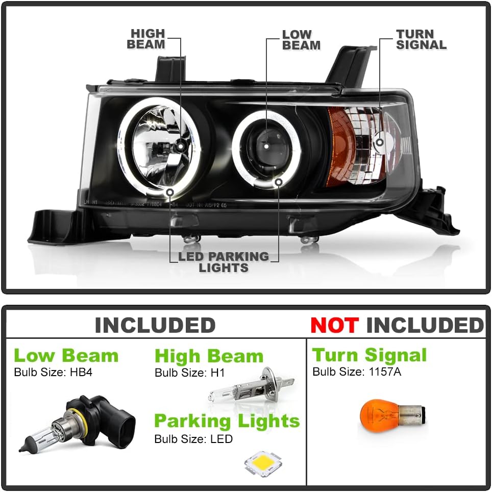 Black Housing Projector Headlights Headlamps U294186