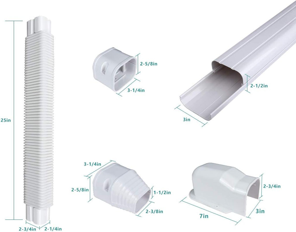 PVC Decorative Air Conditioner Line Set Cover Kit, 3in W, 9ft L, Pack of 2 G54821
