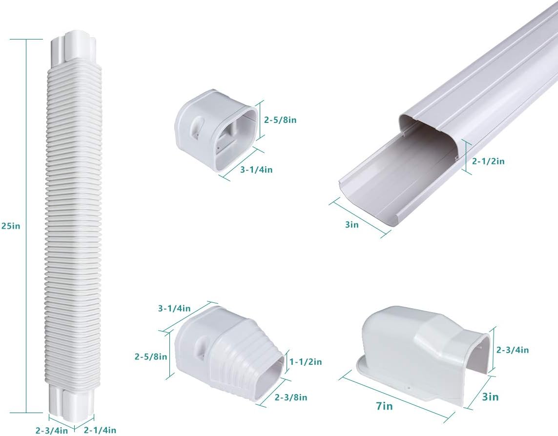 PVC Decorative Air Conditioner Line Set Cover Kit, 3in W, 9ft L, Pack of 2 G54821