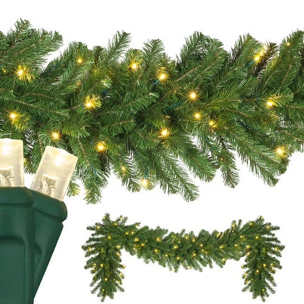 Red Pre Lit Christmas Garland with 100 LED Warm White Lights J45310