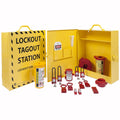 37-Piece Electrical Lockout Tagout Cabinet, Yellow O152258