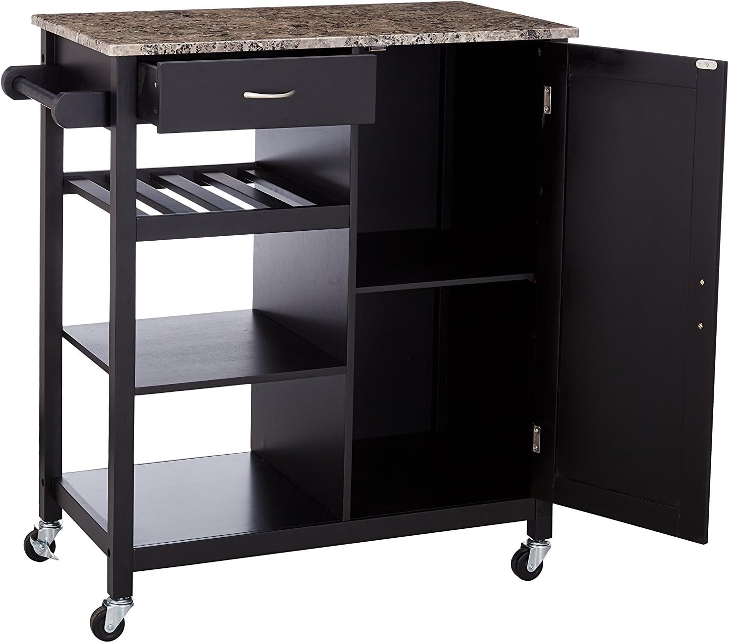 Black Finish Wood Kitchen Storage Cabinet Cart Z2252