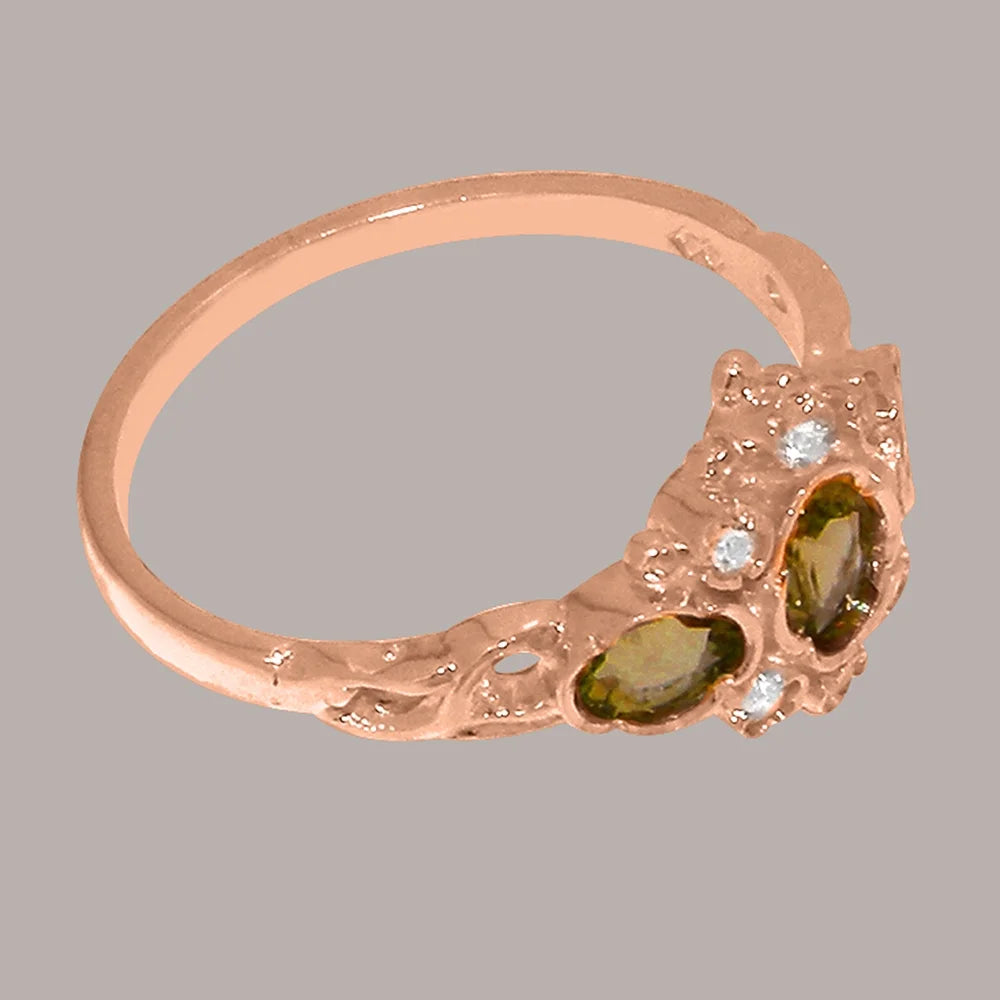 9k Rose Gold Peridot & Diamond Womens Ring Y677441