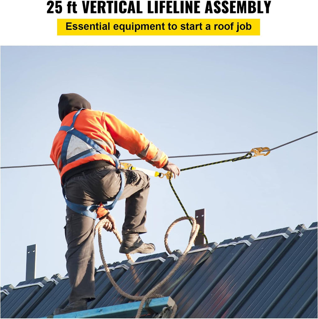 25 ft Polyester Fall Protection Rope with Alloy Steel Rope Grab, Pack of 2 J5589