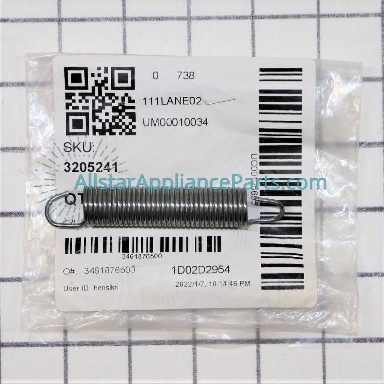 Washer/Dryer Combo Idler Spring S8638