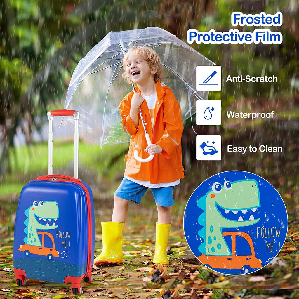Blue Dinosaur 2 Pcs Kids Luggage Set with Rolling Spinner Wheels S86208