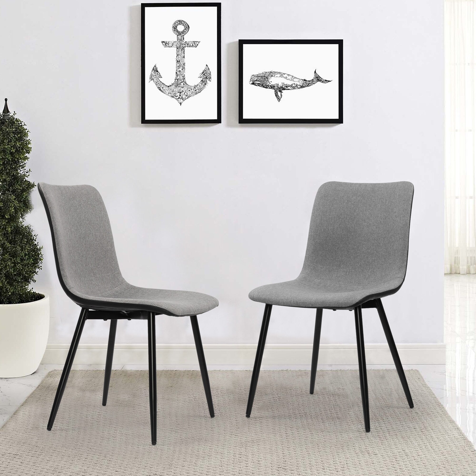 Grey Fabric Dining Chairs Set of 4 Z7098