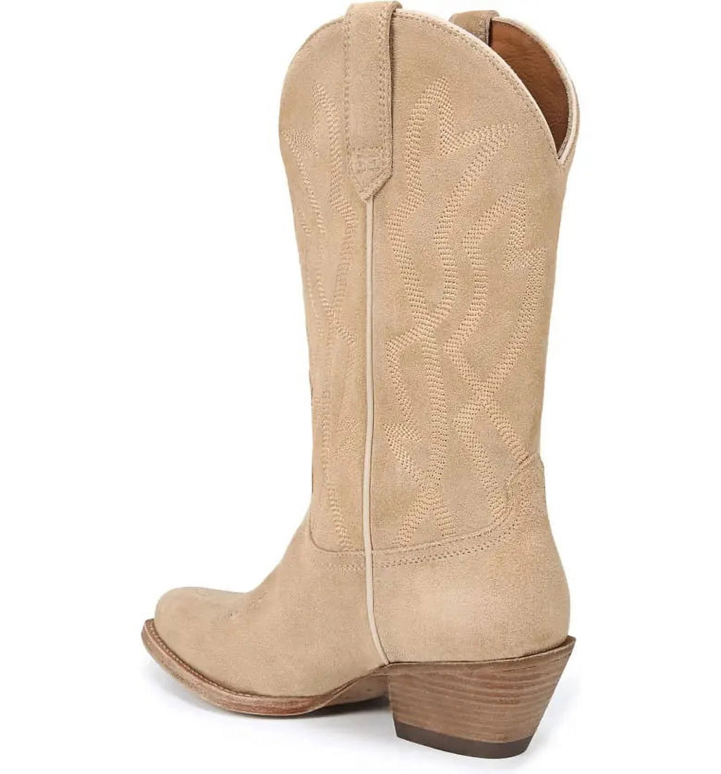 Sand Suede Pointed Toe Western Boots L1466