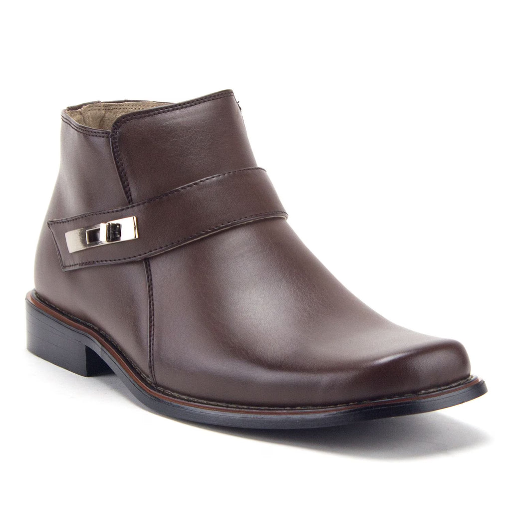 Chocolate Ankle High Square Toe Casual Dress Boots F4320