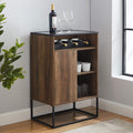 Rustic Oak Wood and Glass Bar Cabinet Y326671