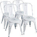 Distressed White Metal Side Chairs Set of 4 J703398