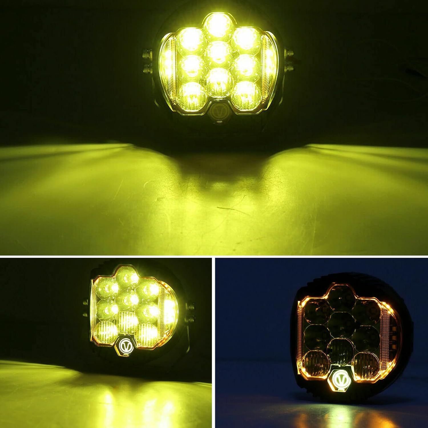 7 Inch 90W LED Light Pod Yellow Lens Combo Spot Flood Off Road Fog Lights IP67 Waterproof T93071
