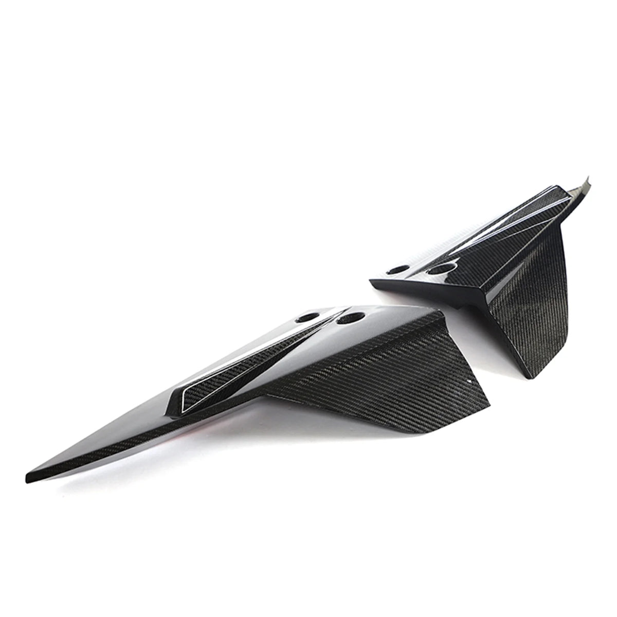 Gloss Black Carbon Fiber Rear Bumper Lip Splitter Diffuser Canards Pair 2PCS O233