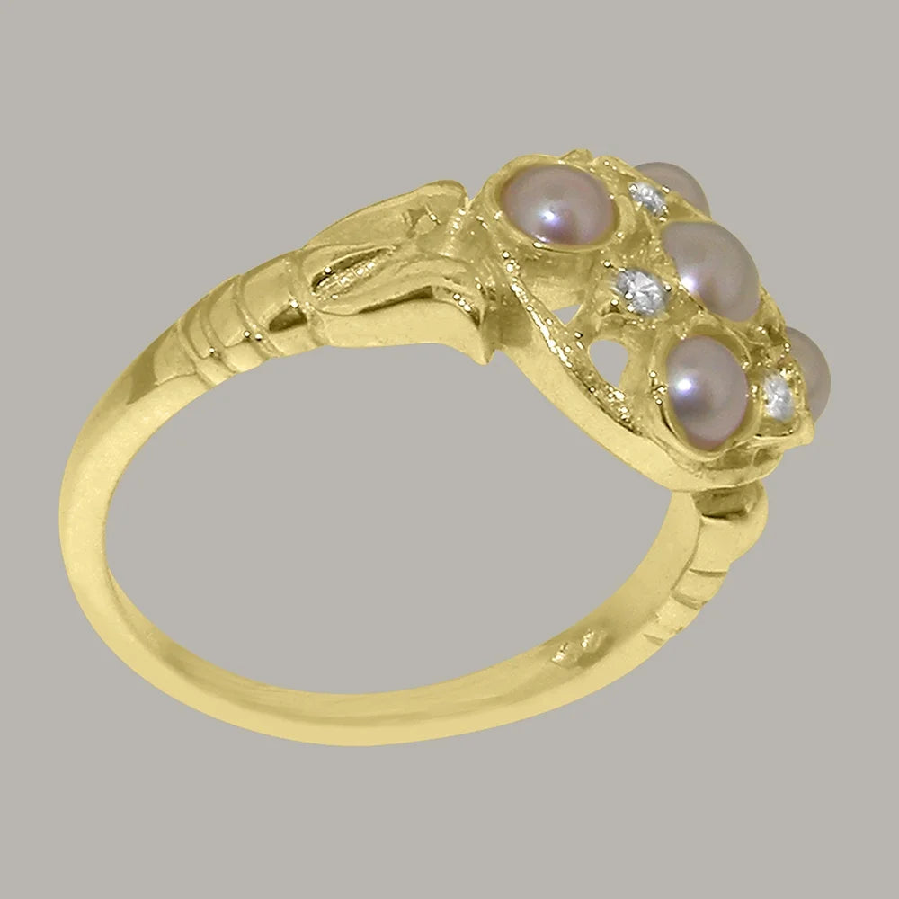 18k Yellow Gold Cultured Pearl Cubic Zirconia Statement Ring C9855