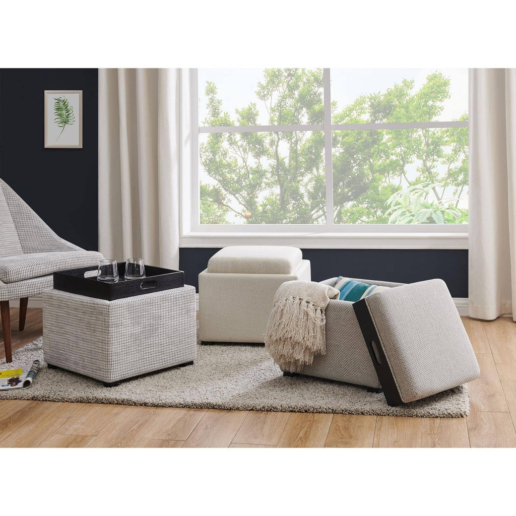 Fabric Storage Ottoman with Tray K6912