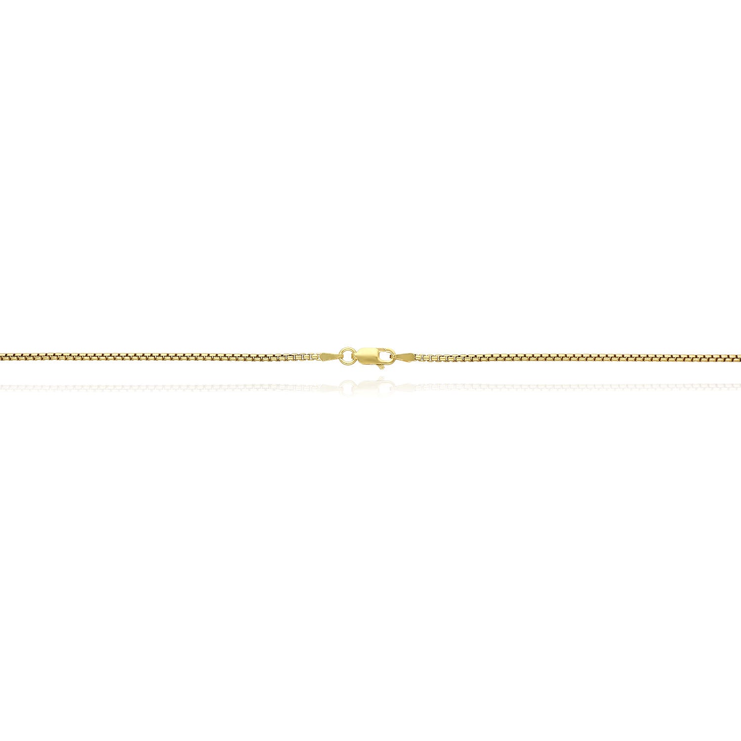 18K Yellow Gold Over Silver 1.7mm Round Box Chain 16"-24" G7946